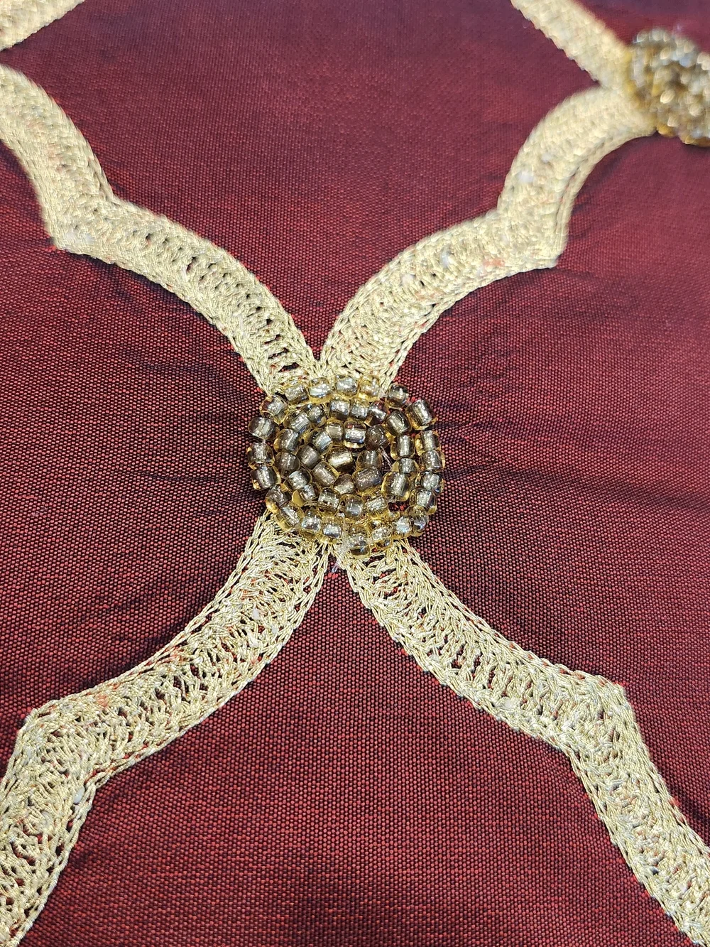 Pier 1 Beaded Pillows With Gold Thread